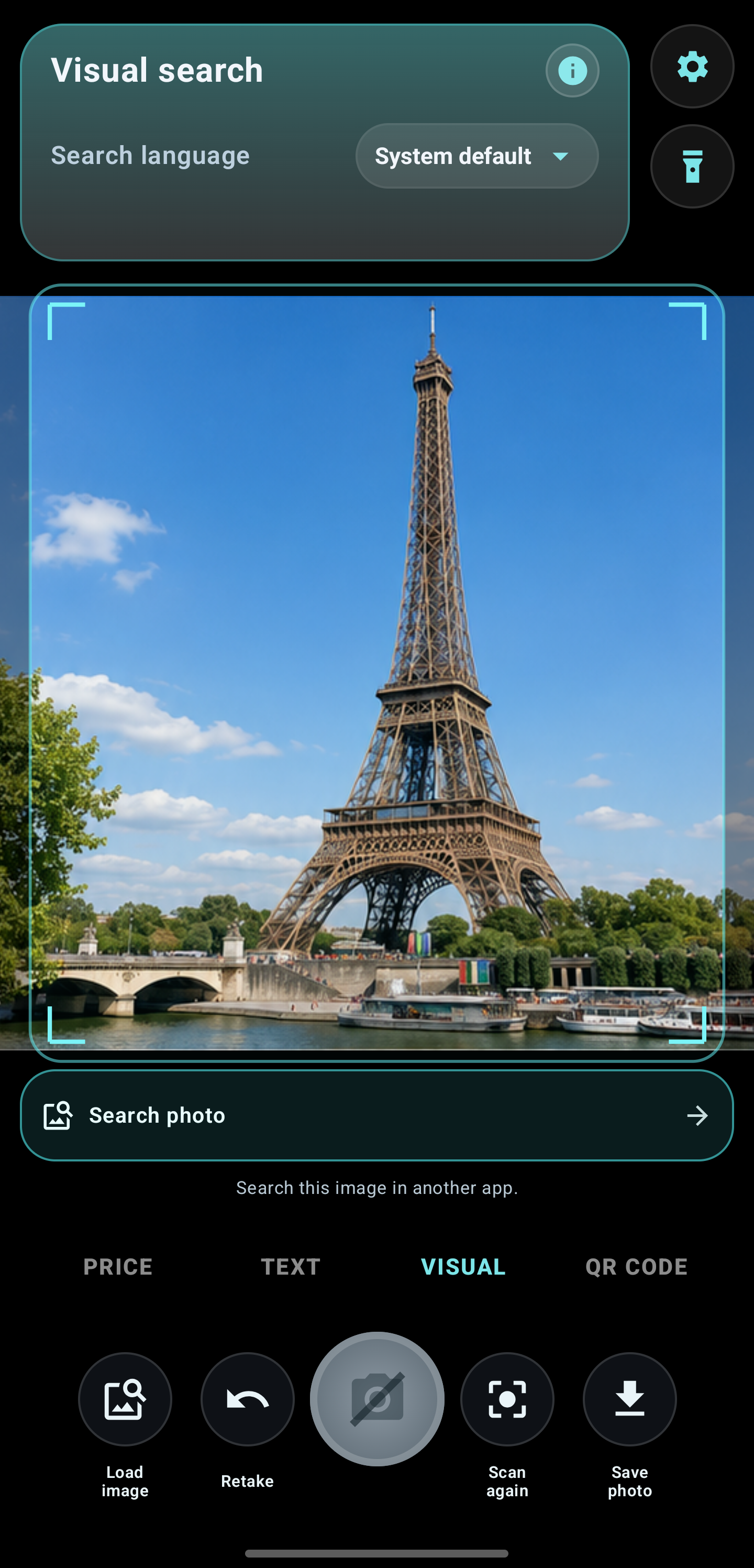 Locale Sight visual search recognizing the Eiffel Tower