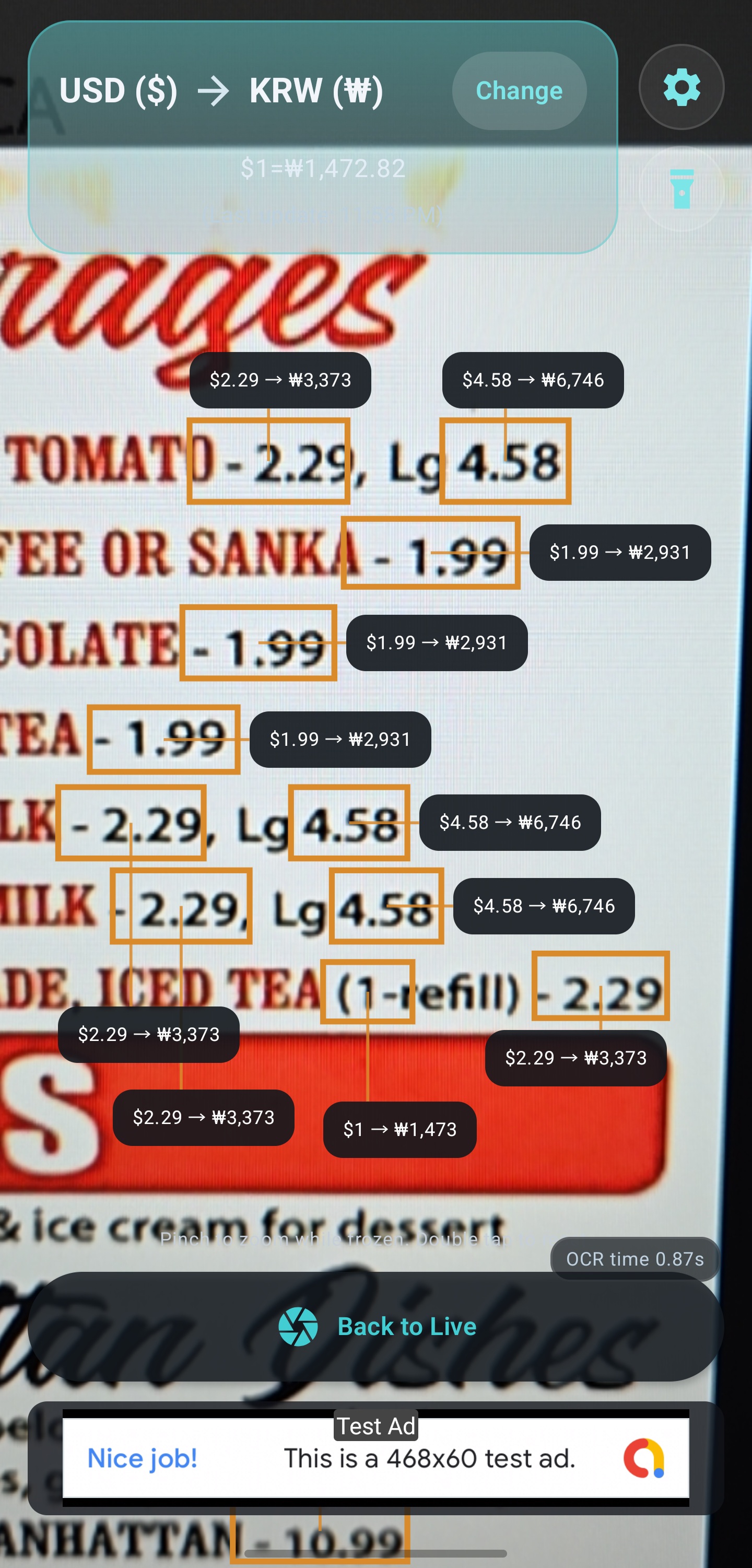Locale Sight camera price conversion preview